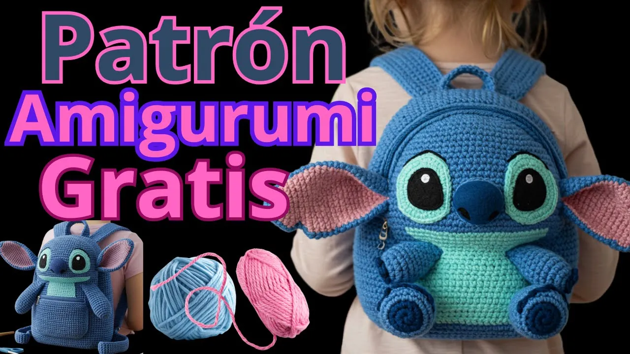 Mochila do Stitch de amigurumi