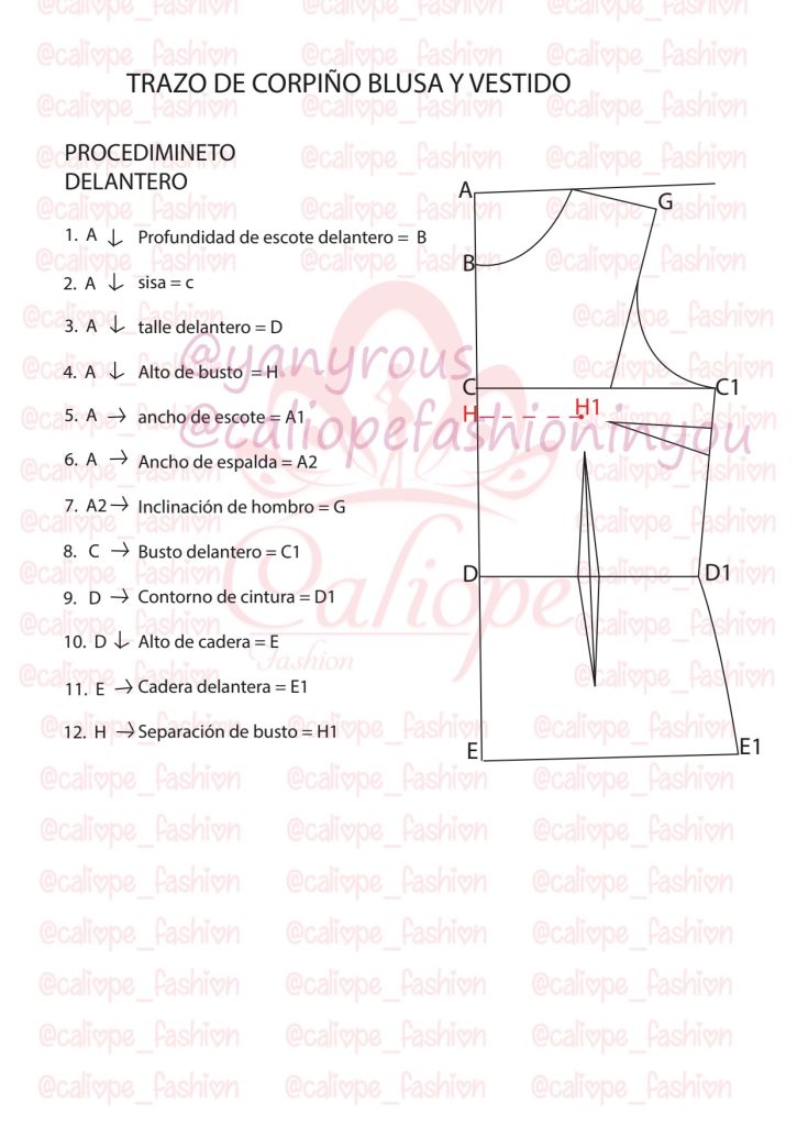 Molde básico de blusa com tabela de medidas - molde parte 1