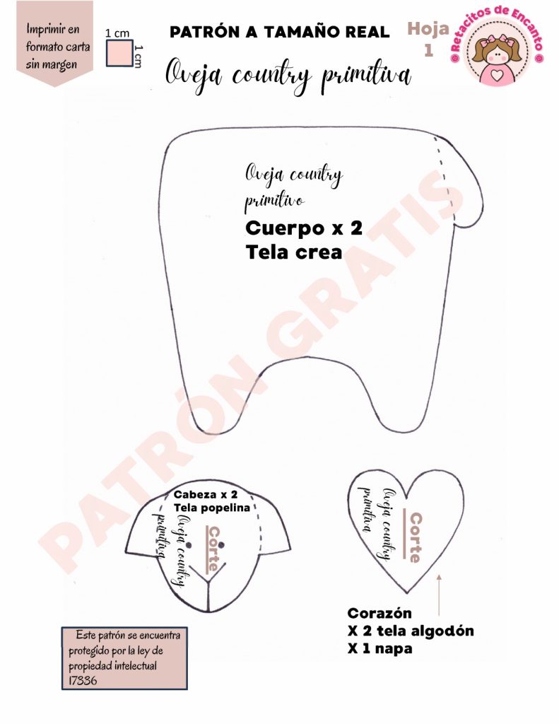 Ovelha country primitiva - molde parte 3