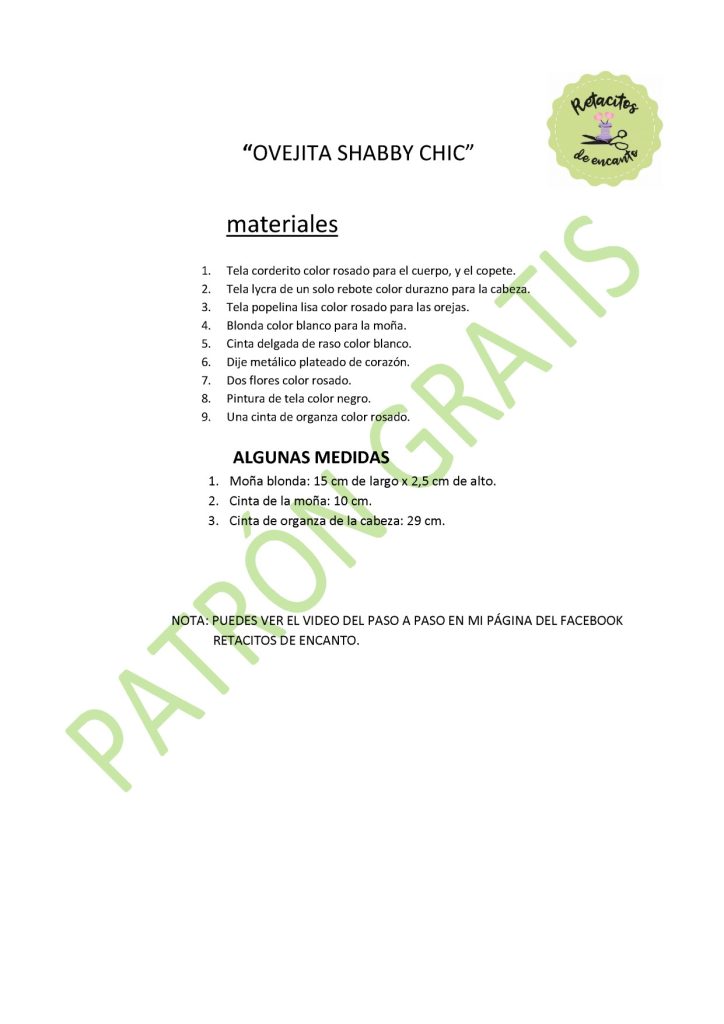 Ovelhinha shabby chic - molde parte 2