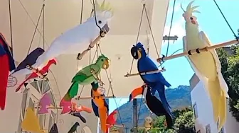 Pássaros de feltro e tecido