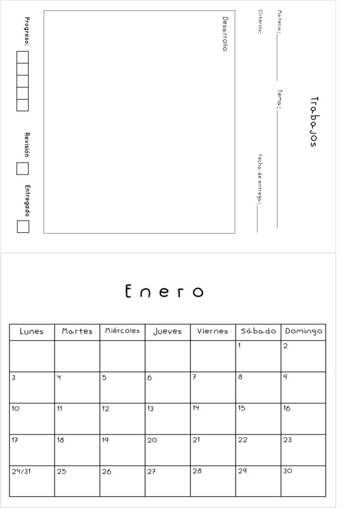 Planner de estudos completo para imprimir e digital - molde parte 15