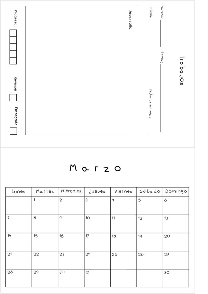 Planner de estudos completo para imprimir e digital - molde parte 17