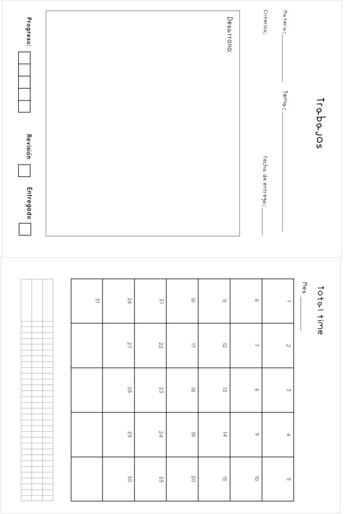 Planner de estudos completo para imprimir e digital - molde parte 45