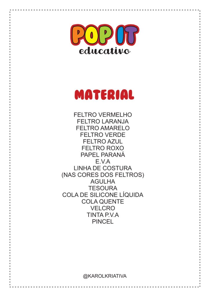 Pop it de feltro – brinquedo educativo - molde parte 2