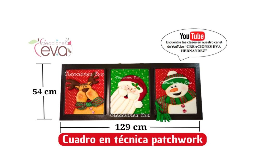Quadro de Papai Noel em patchwork - molde parte 1