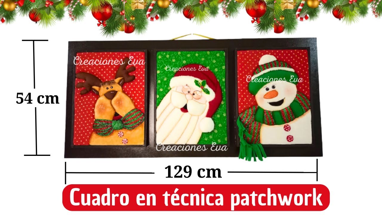 Quadro de Papai Noel em patchwork