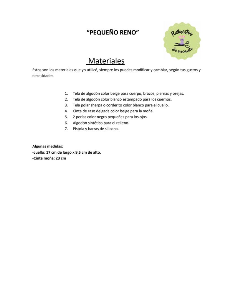 Renazinha adorável de tecido - molde parte 2
