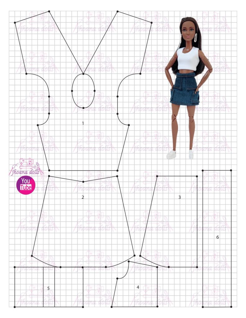 Saia cargo e blusa para Barbie - molde parte 1
