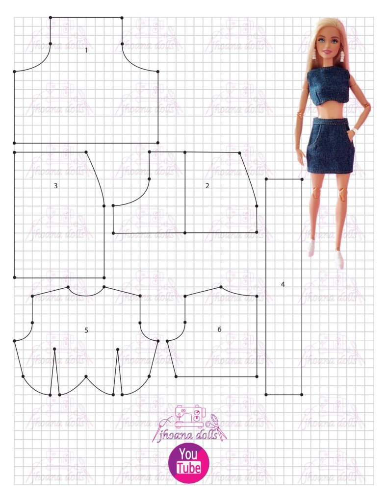 Saia e cropped para Barbie modelo 116 - molde parte 1