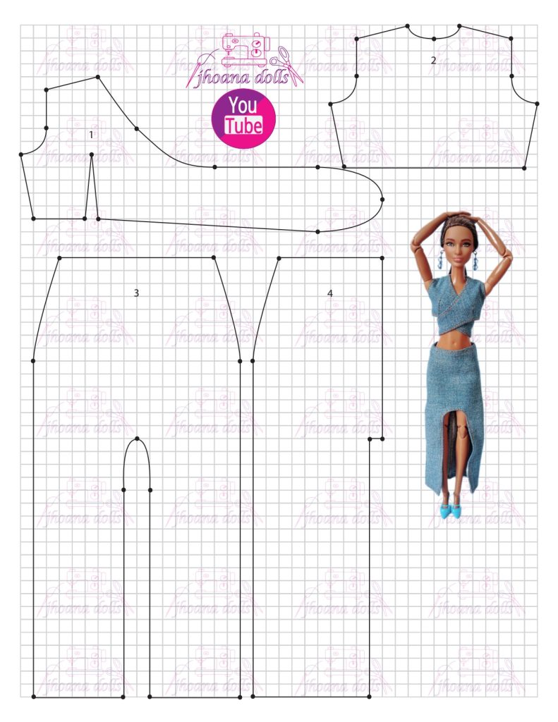 Saia e cropped para Barbie modelo 123 - molde parte 1