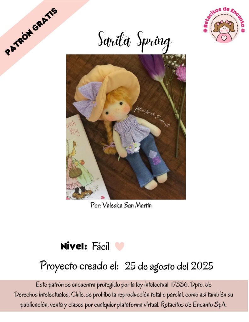 Sarita Spring – boneca de tecido inspirada na Sarah Kay - molde parte 1