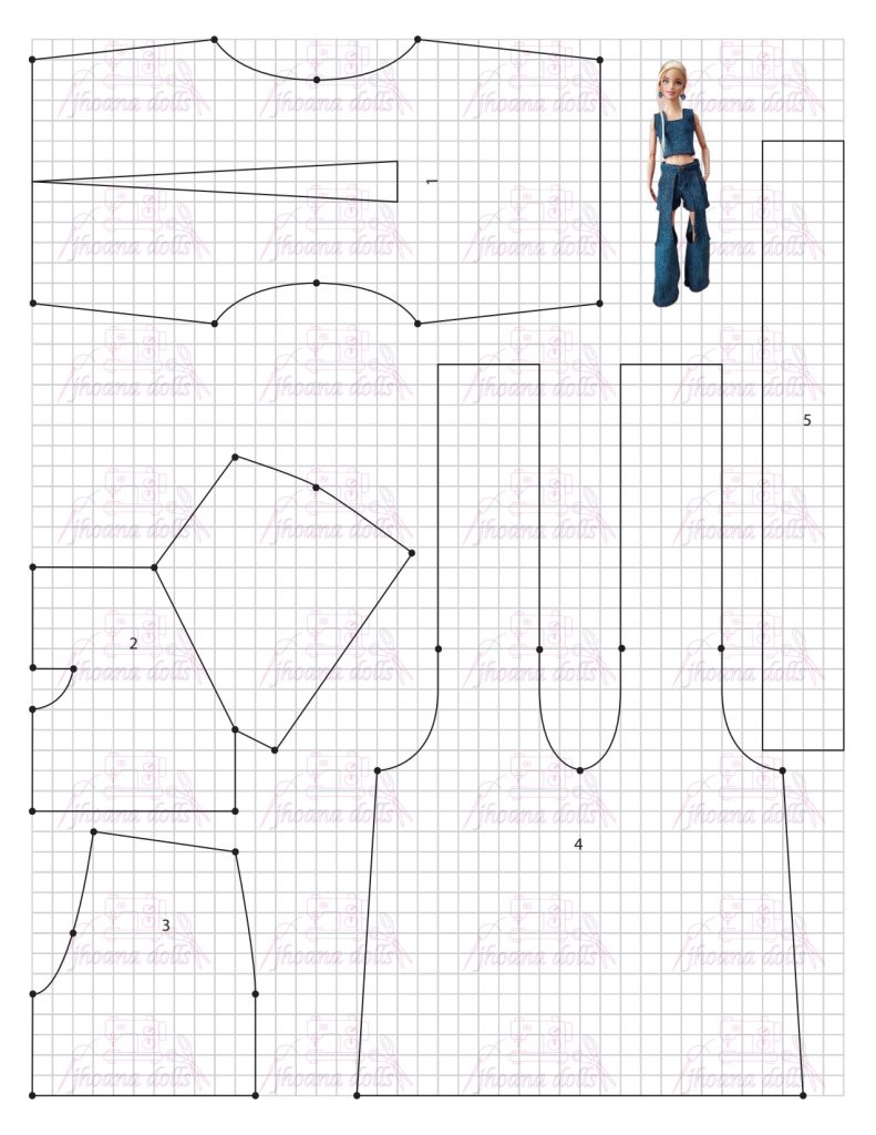 Short e cropped para Barbie modelo 196 - molde parte 1