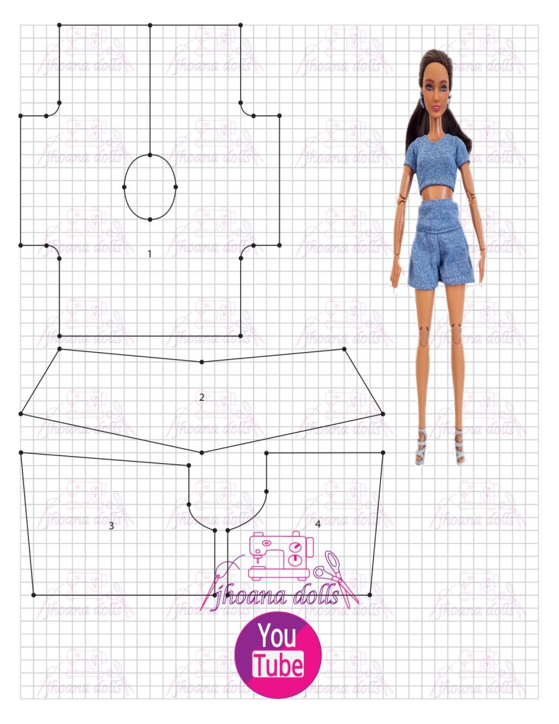 Short e cropped para Barbie modelo 39 - molde parte 1