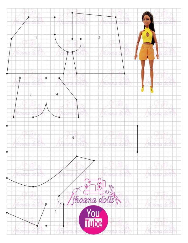 Shorts e top para Barbie - molde parte 1
