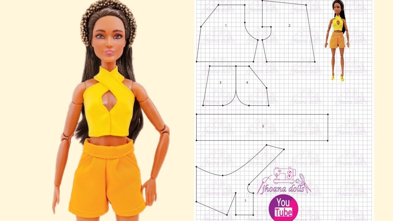 Shorts e top para Barbie