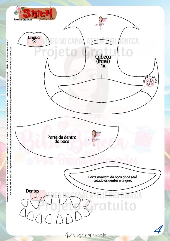 Stitch de feltro - molde parte 4