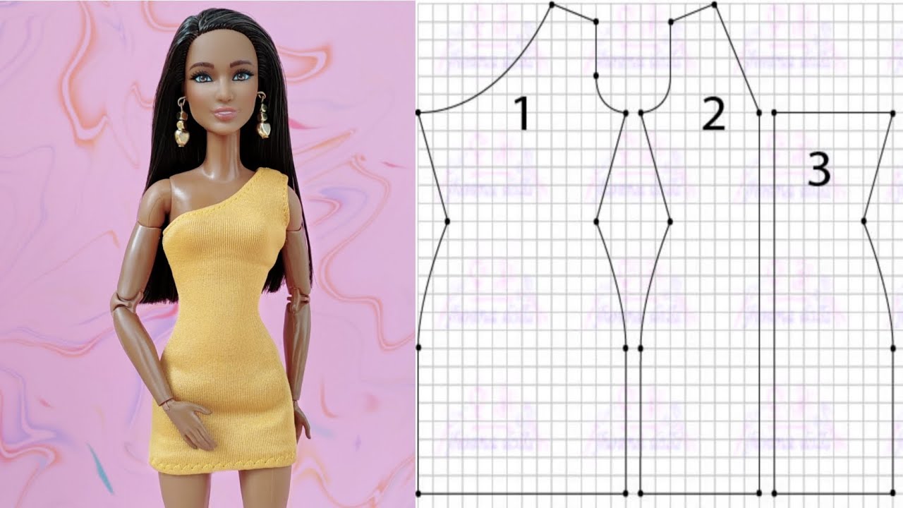 Vestido assimétrico para Barbie modelo 110