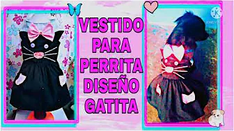 Vestido com estampa de gatinha para cachorrinha