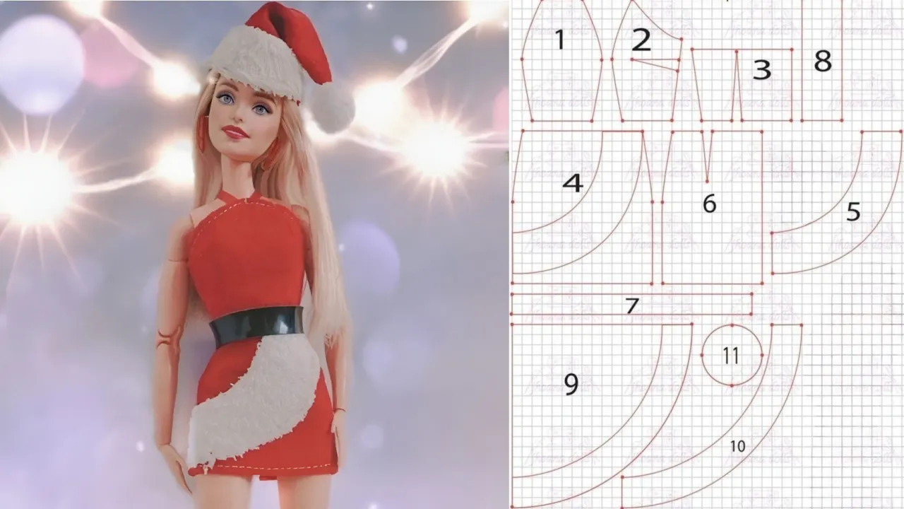 Vestido de Mamãe Noel para Barbie