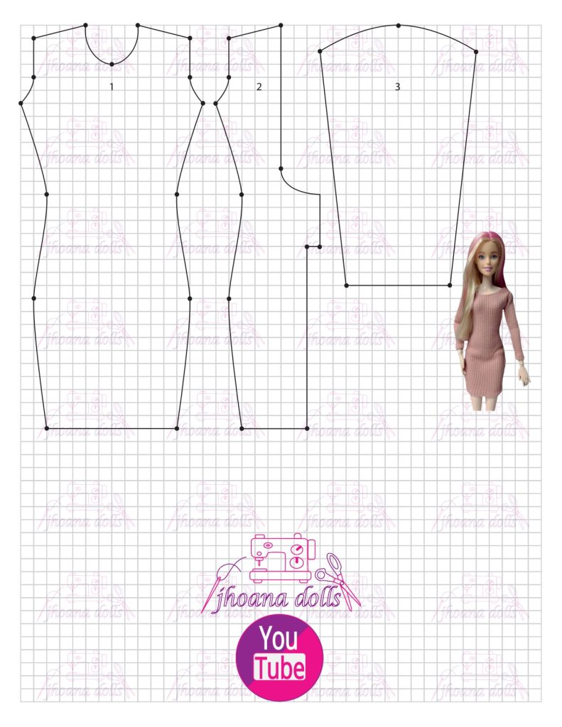 Vestido e macaquinho para Barbie - molde parte 1