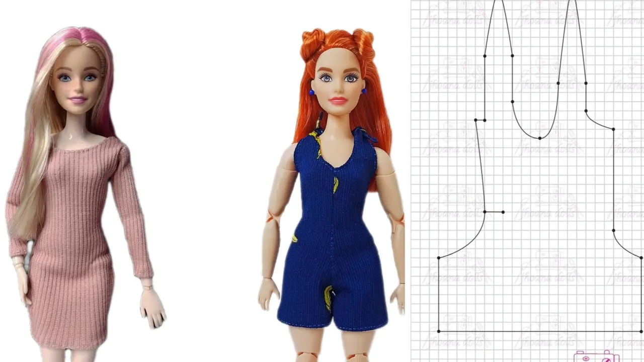 Vestido e macaquinho para Barbie