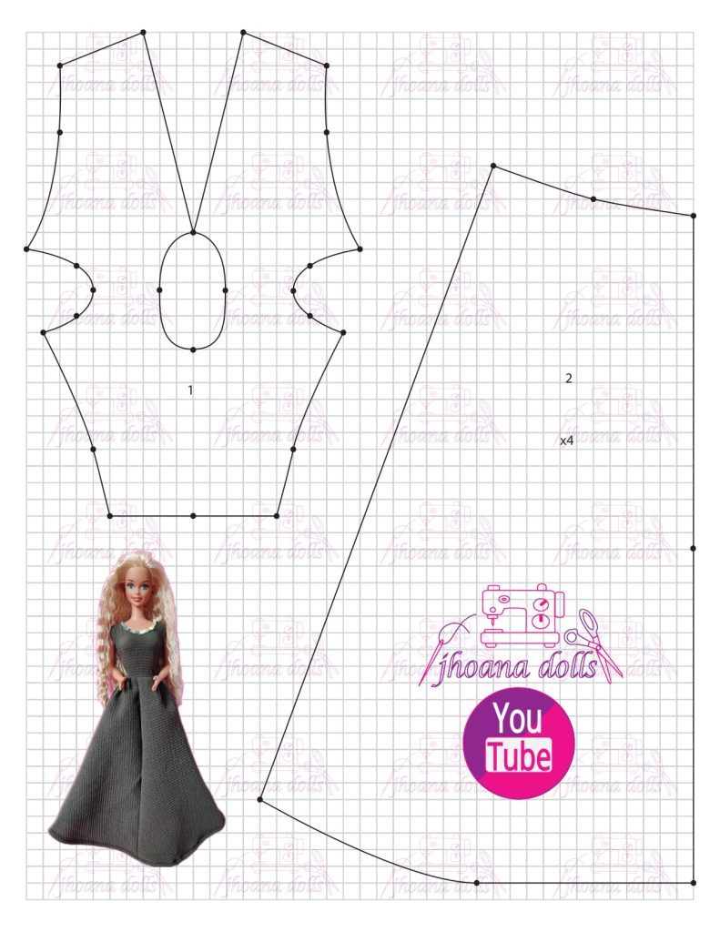 Vestido para Barbie antiga modelo 138 - molde parte 1