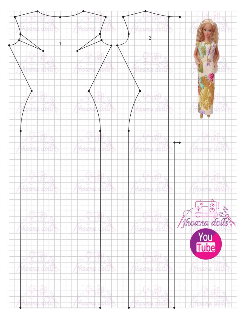 Vestido para Barbie antiga modelo 153 - molde parte 1