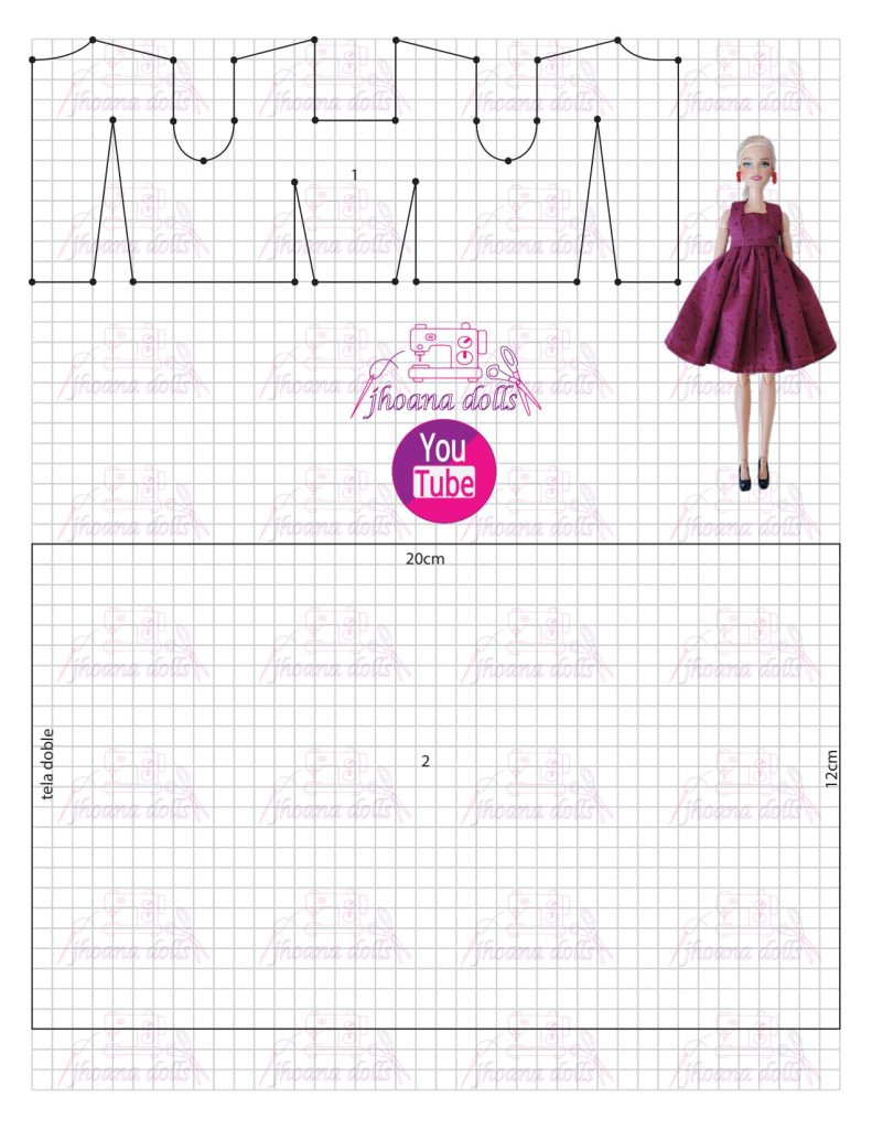 Vestido para Barbie modelo 151 - molde parte 1
