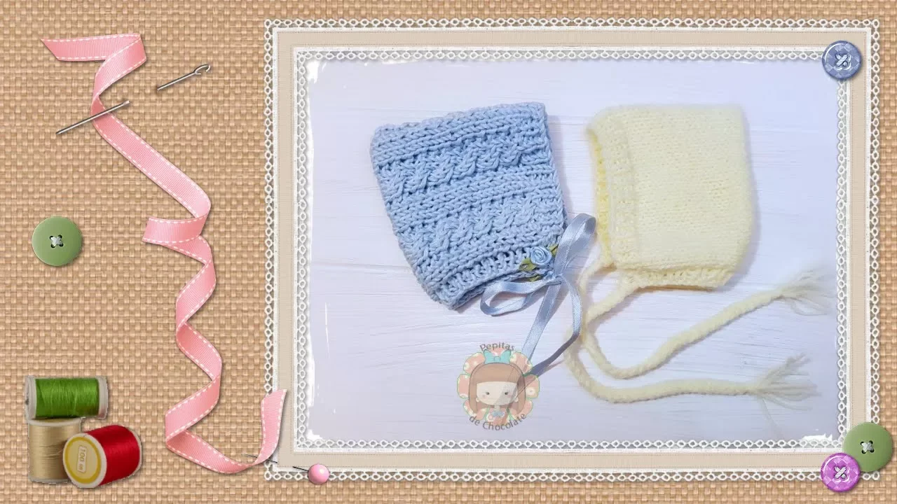 3 gorros de tricô em 1 com desenho