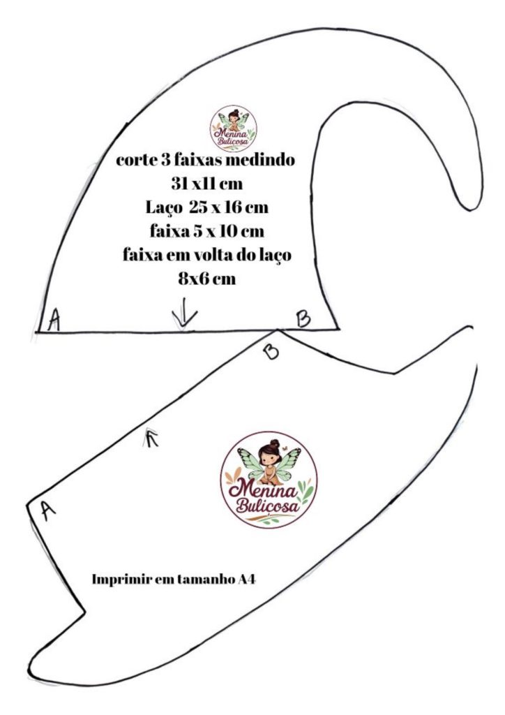 Almofada de chapéu de bruxinha para o Halloween - molde parte 3