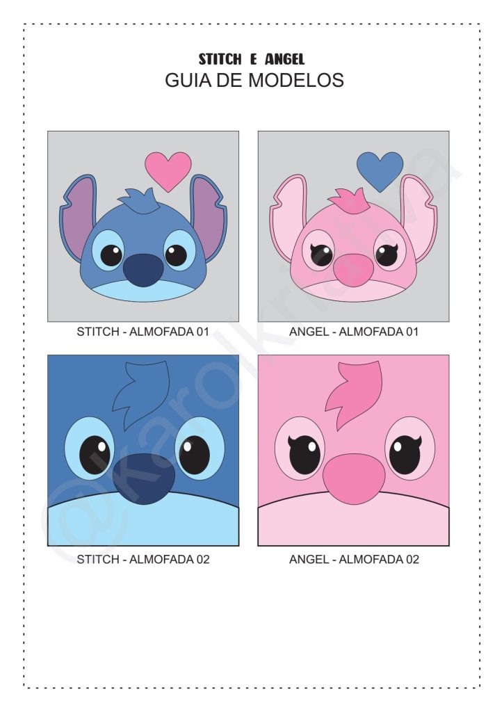 Almofadas decorativas do Stitch de feltro - molde parte 2
