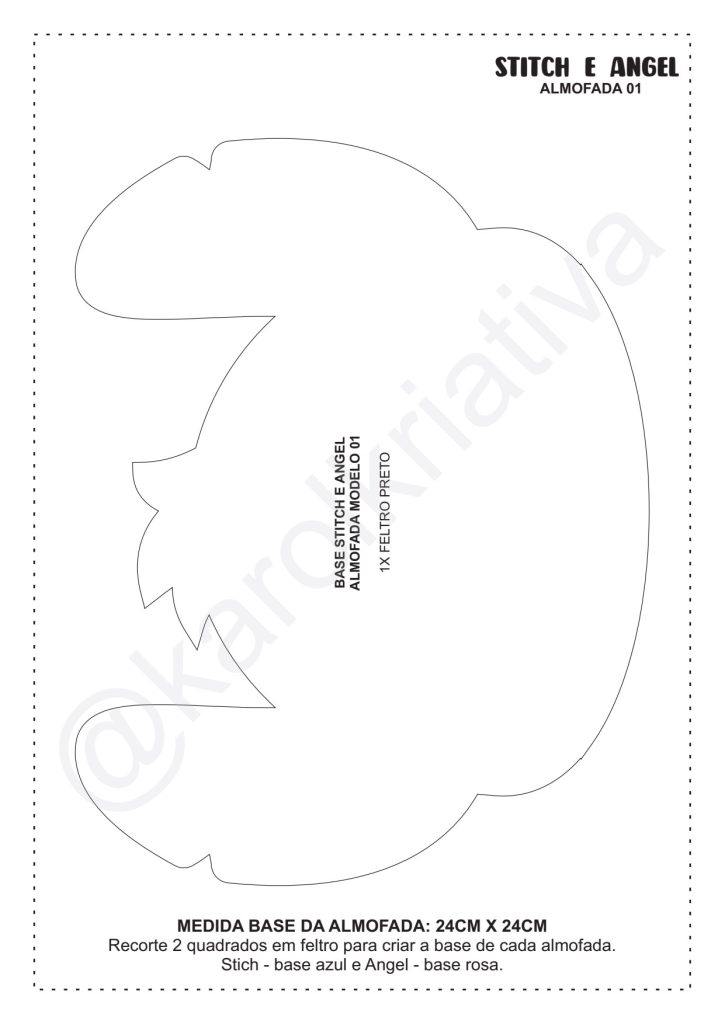 Almofadas decorativas do Stitch de feltro - molde parte 3