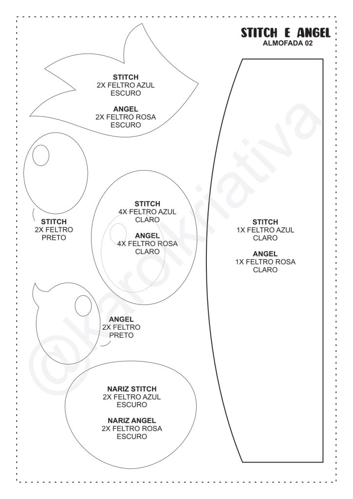 Almofadas decorativas do Stitch de feltro - molde parte 6