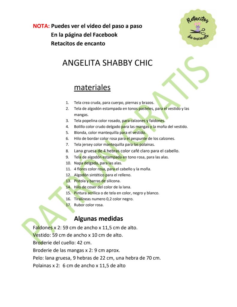 Anjinha shabby chic de pano - molde parte 2