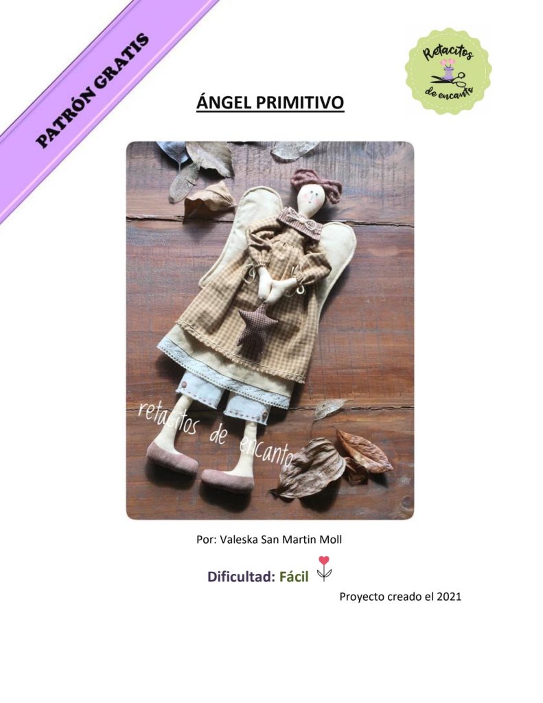 Anjo primitivo de tecido passo a passo - molde parte 1