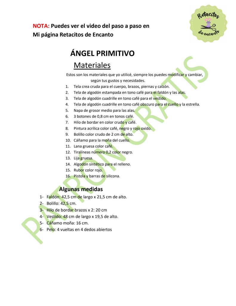 Anjo primitivo de tecido passo a passo - molde parte 2