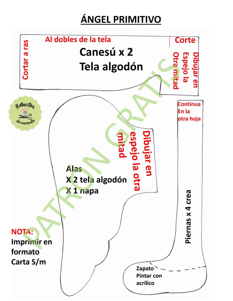 Anjo primitivo de tecido passo a passo - molde parte 4