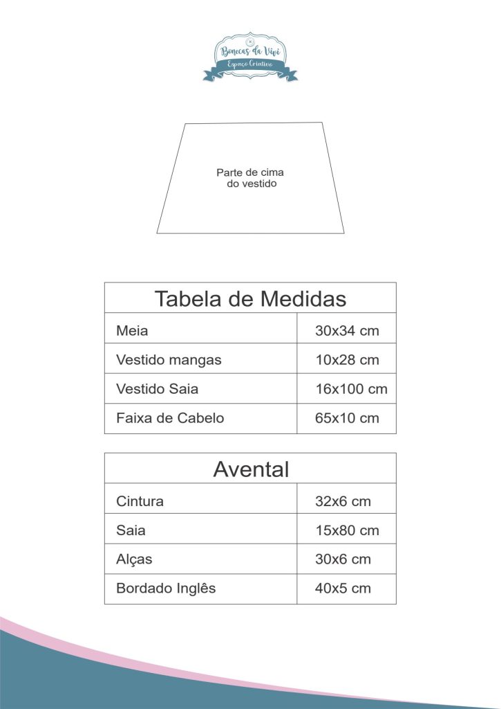 Avental e meia para a boneca Alice - molde parte 1