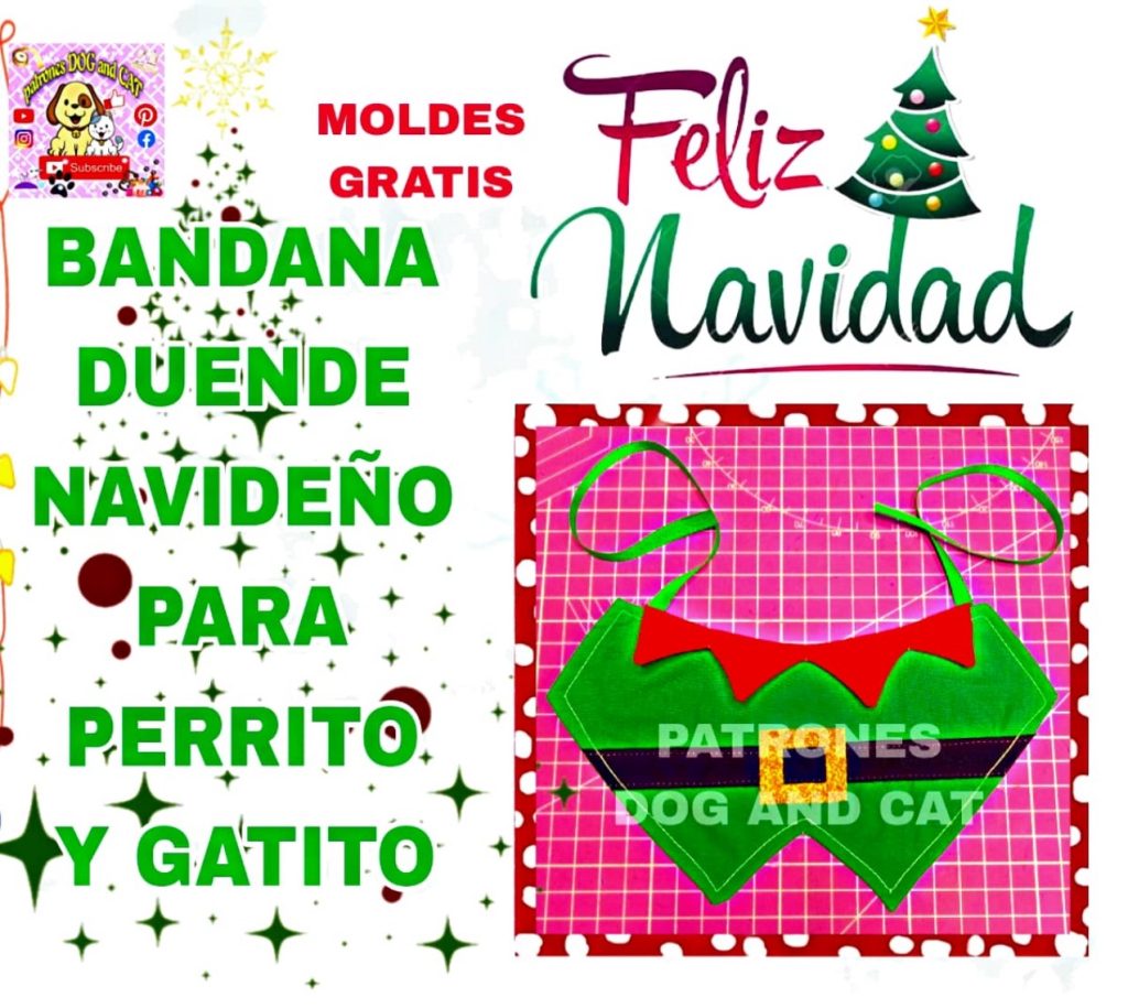 Bandana de duende natalino para cachorro e gato modelo 2 - molde parte 1
