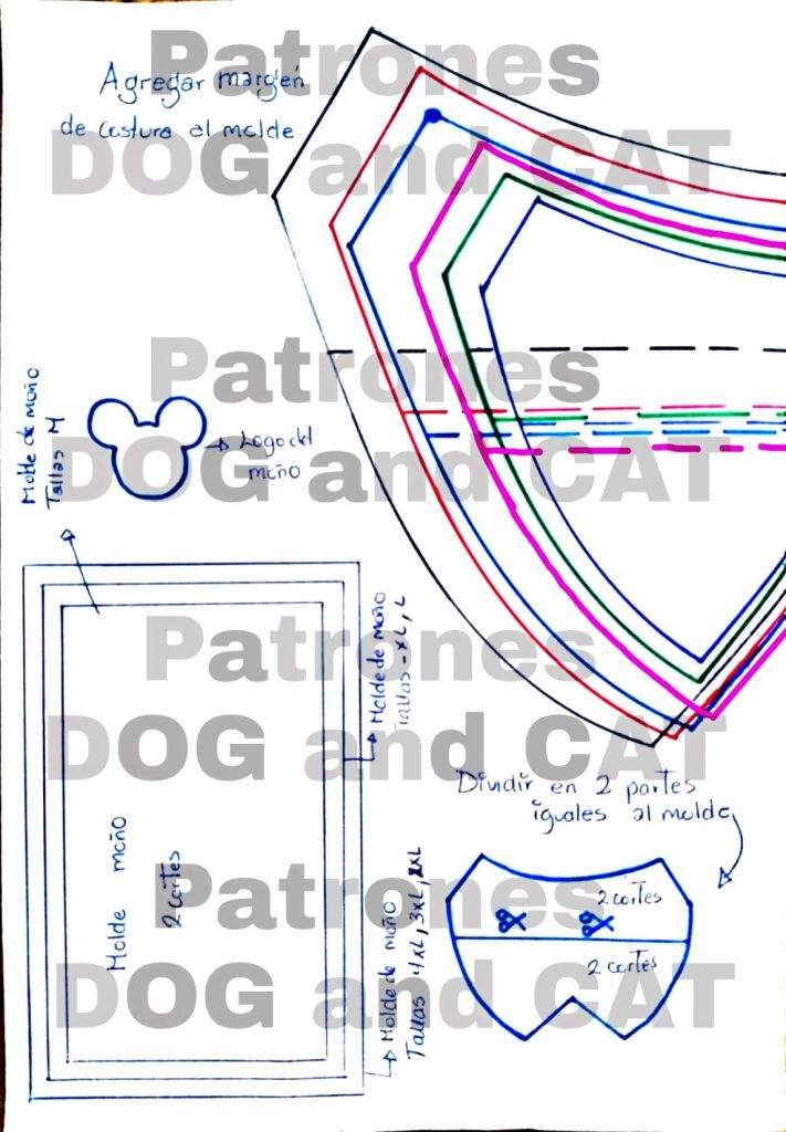 Bandana estilo Mickey Mouse para cachorro - molde parte 2