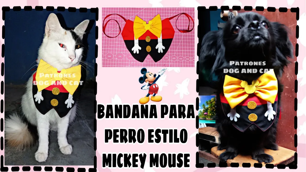 Bandana estilo Mickey Mouse para cachorro