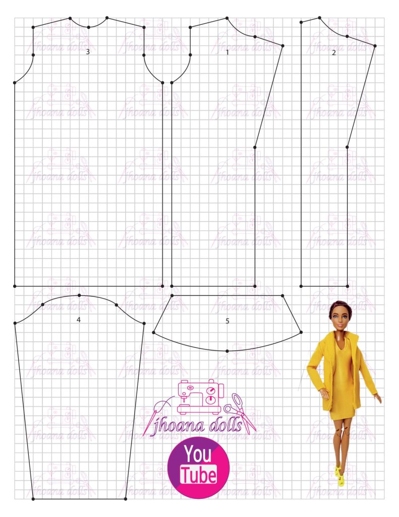Blazer e vestido para Barbie modelo 15 - molde parte 1