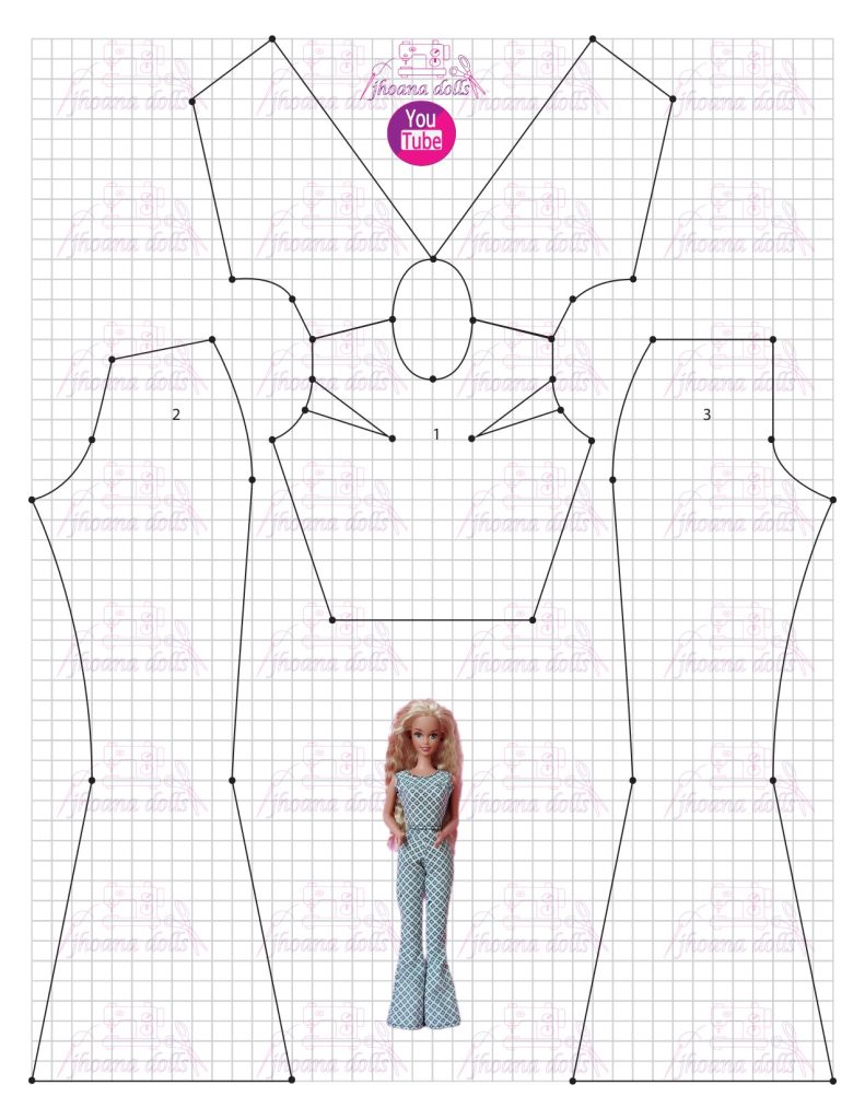 Blusa e calça para Barbie antiga modelo 145 - molde parte 1