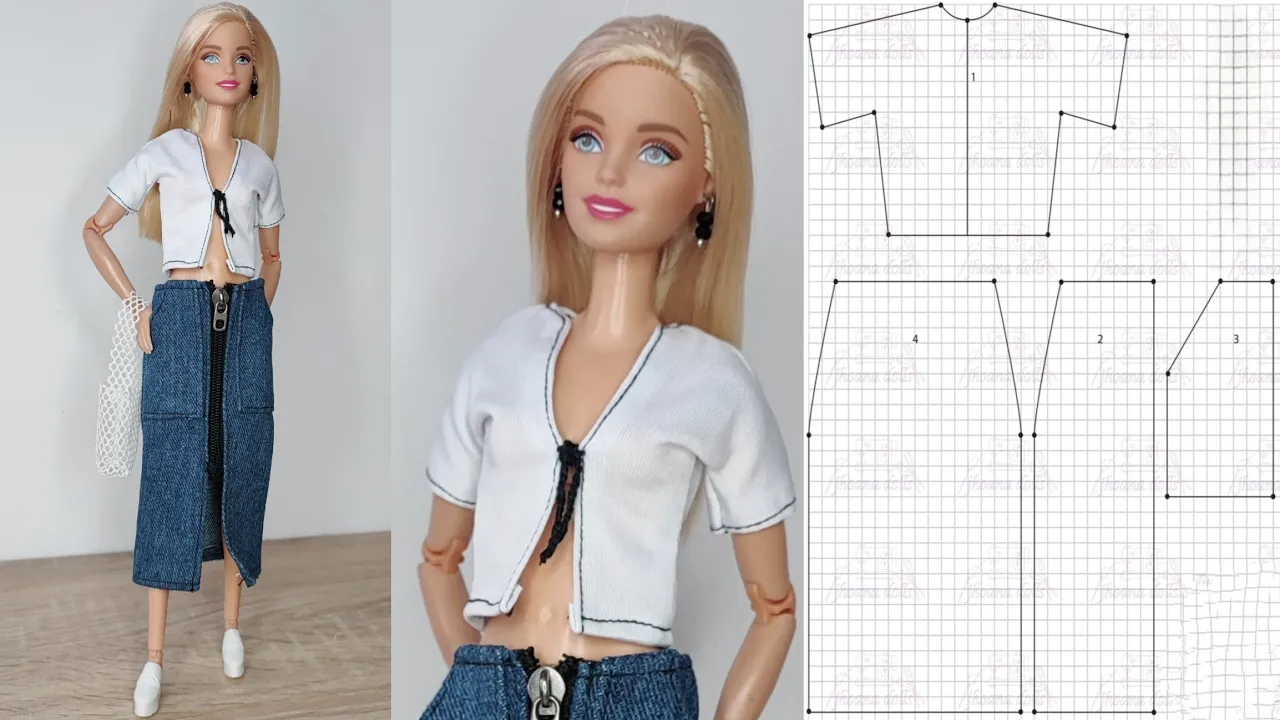 Blusa e saia longa para Barbie