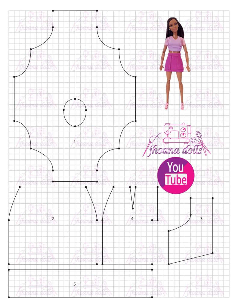 Blusa e saia para Barbie modelo 38 - molde parte 1