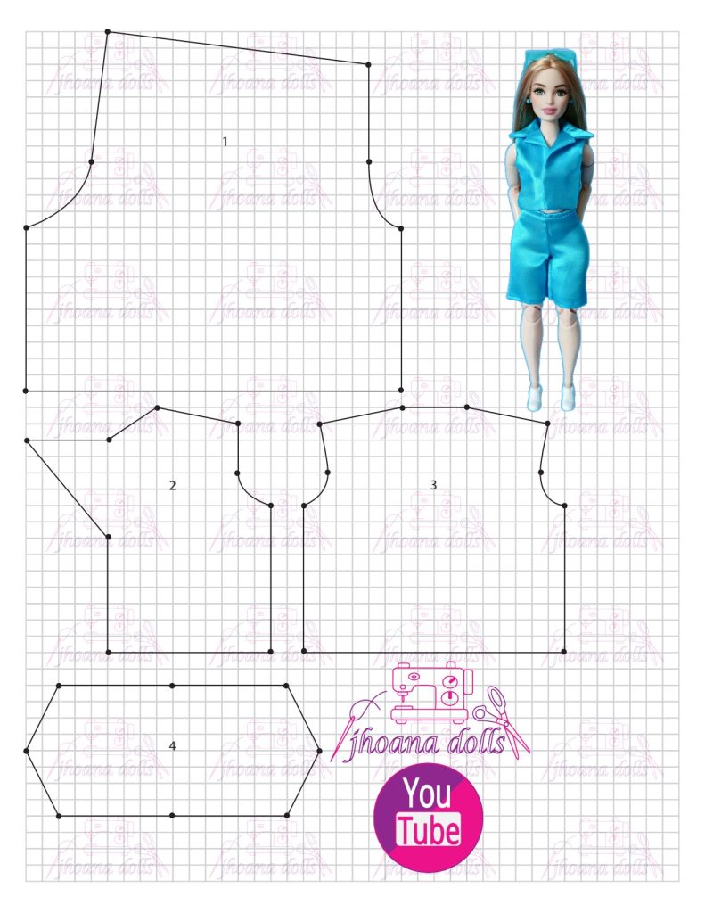 Blusa e shorts para Barbie Curvy - molde parte 1