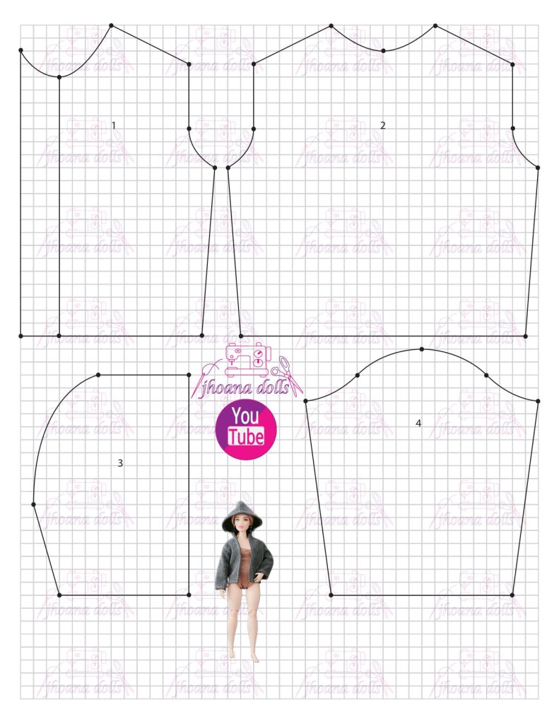Body de manga longa e jaqueta para Barbie Curvy - molde parte 1