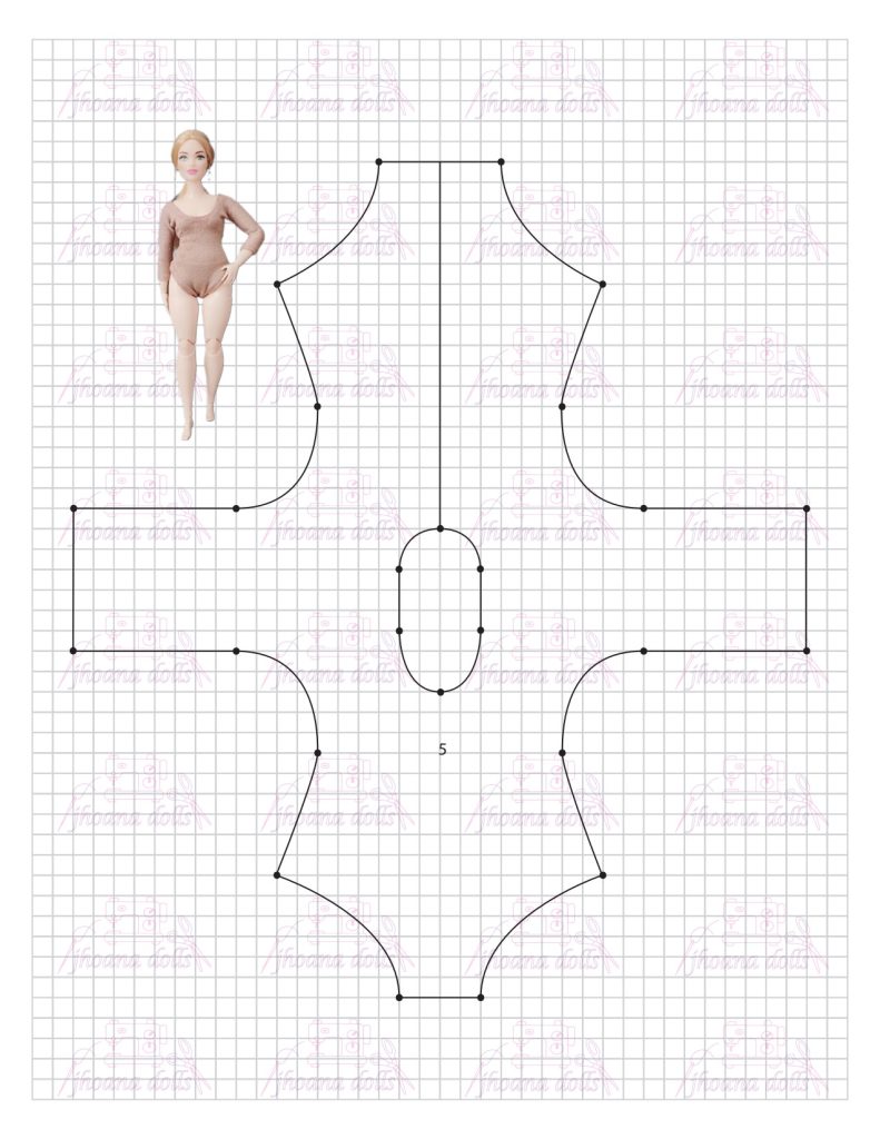 Body de manga longa e jaqueta para Barbie Curvy - molde parte 2