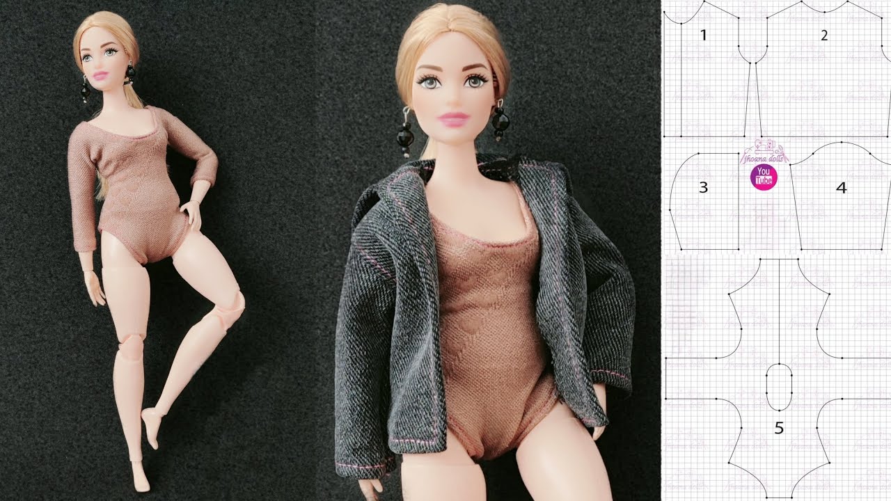 Body de manga longa e jaqueta para Barbie Curvy